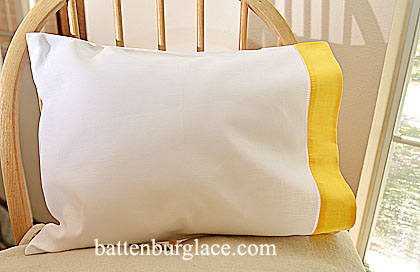 Hemstitch Baby pillowcases, lemon yellow color border